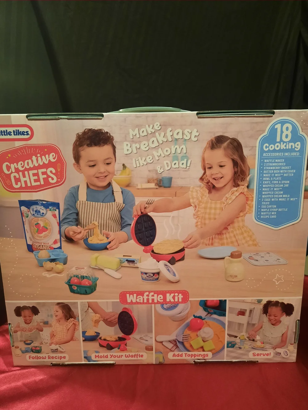 Creative Chefs Red Waffle Kit With 18 Realistic Cooking Accessories
